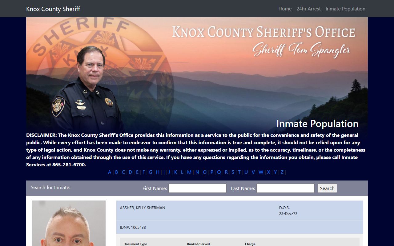 Knox County released inmates sheriff office page