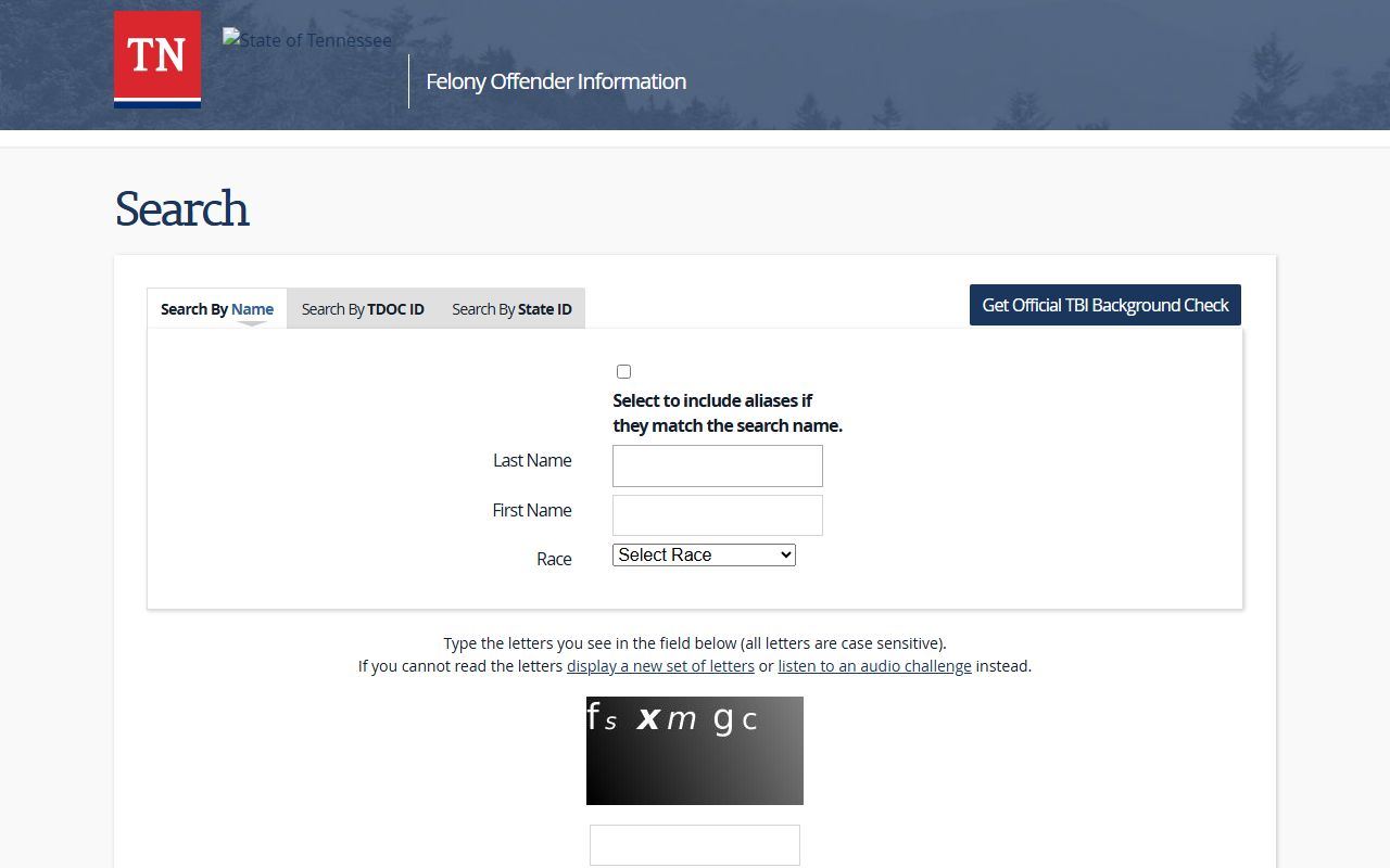 Mount Juliet Released Inmates FOIL search page