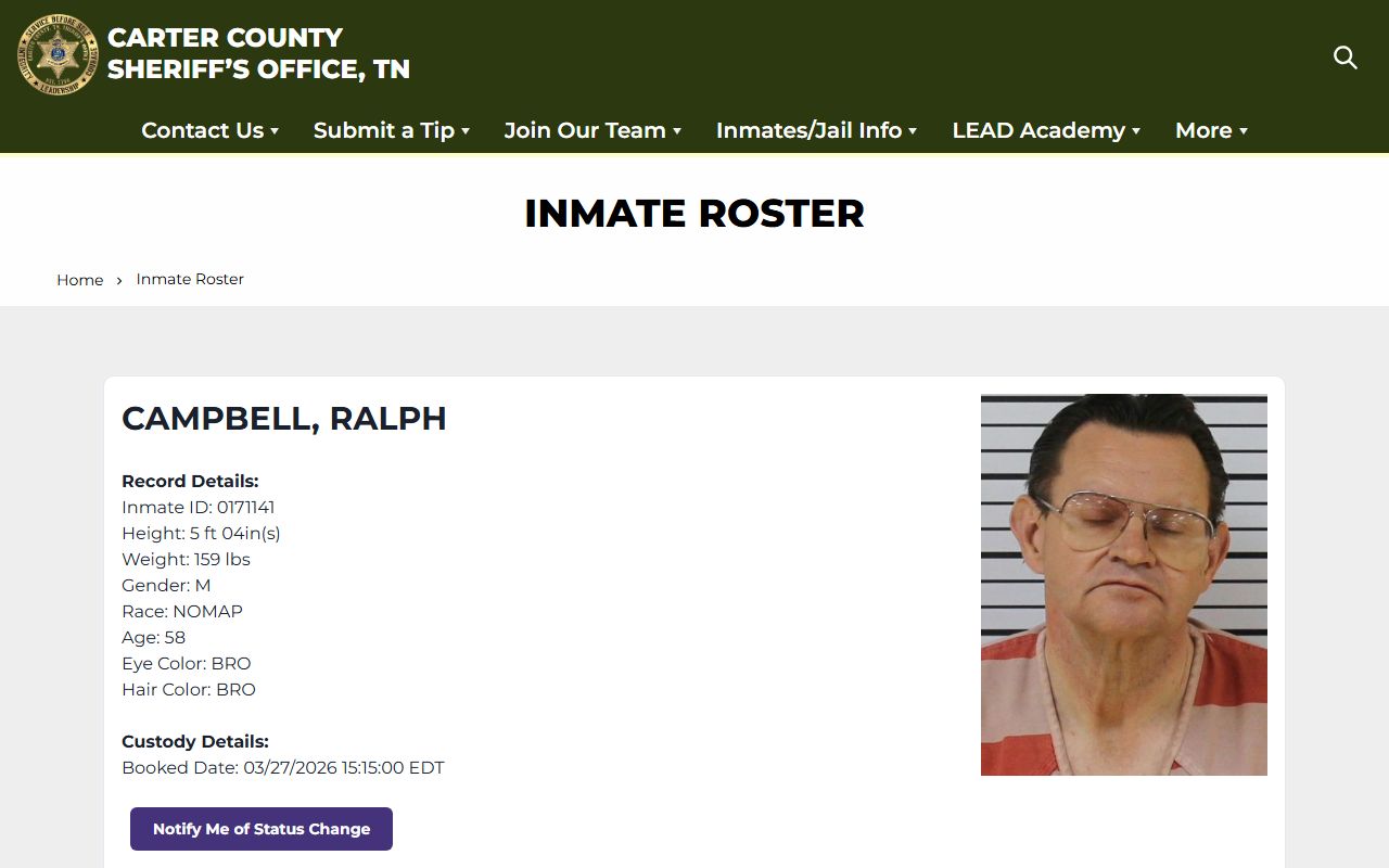 Carter County Released Inmates sheriff office page