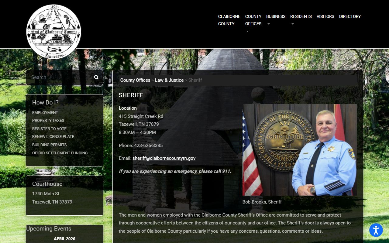 Claiborne County Released Inmates sheriff office page