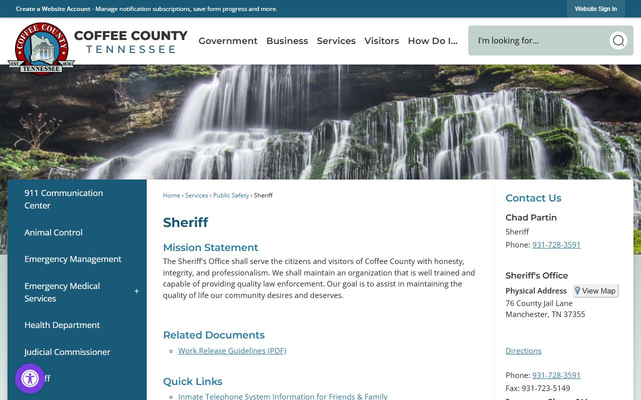Coffee County Released Inmates sheriff office page