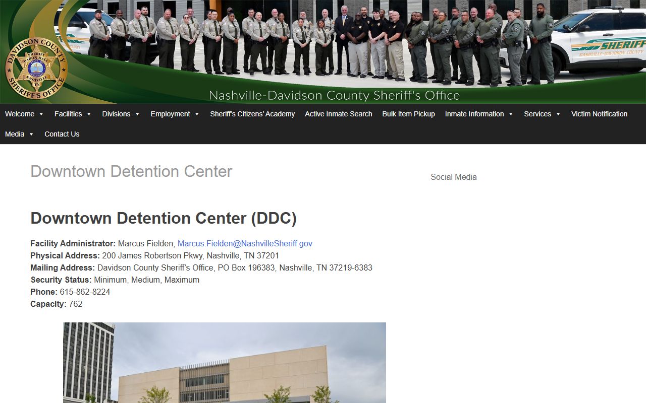 Davidson County Released Inmates sheriff office search page