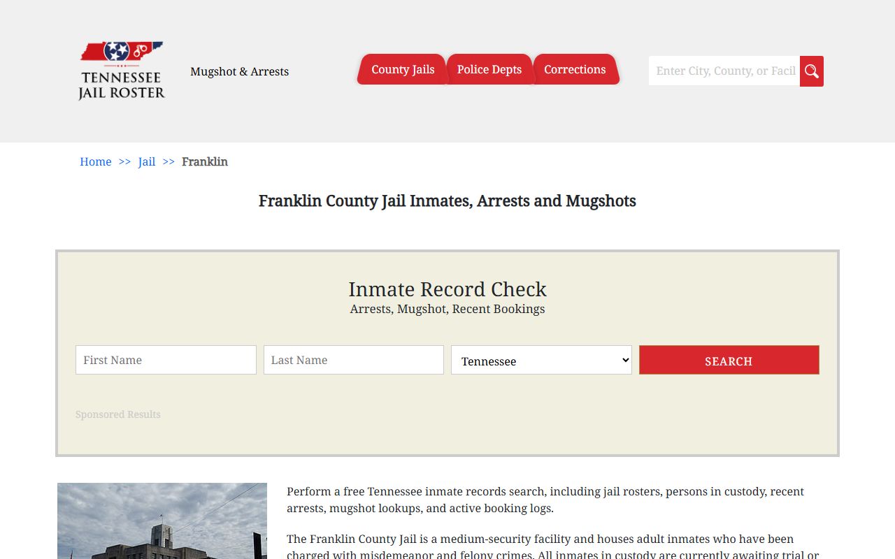 Franklin County Released Inmates jail search resource