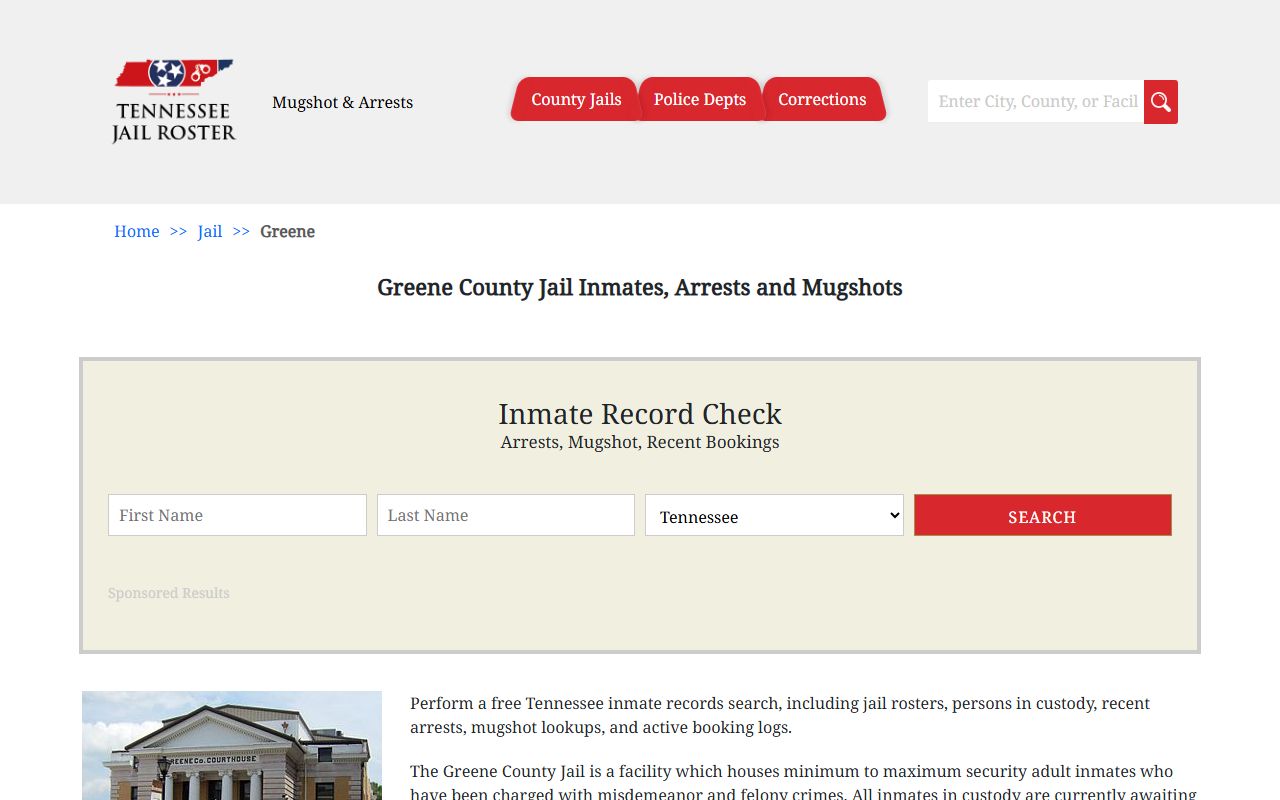 Greene County Released Inmates jail search resource