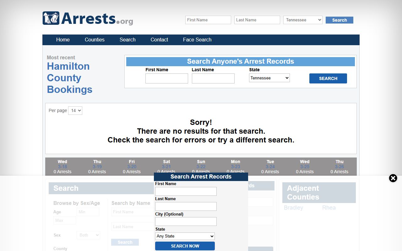 Hamilton County released inmates sheriff public records page