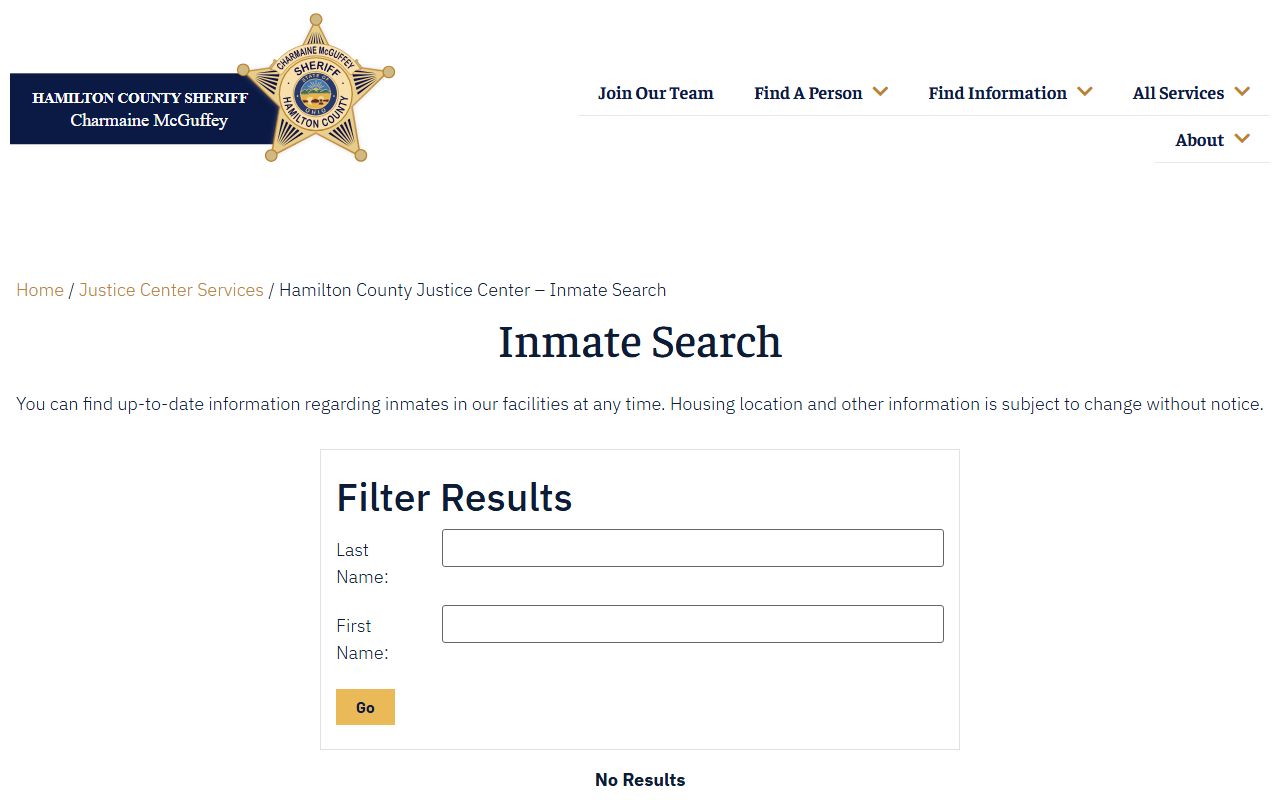 Hamilton County released inmates inmate search system page