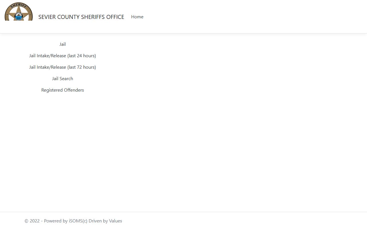 Sevier County inmate portal page