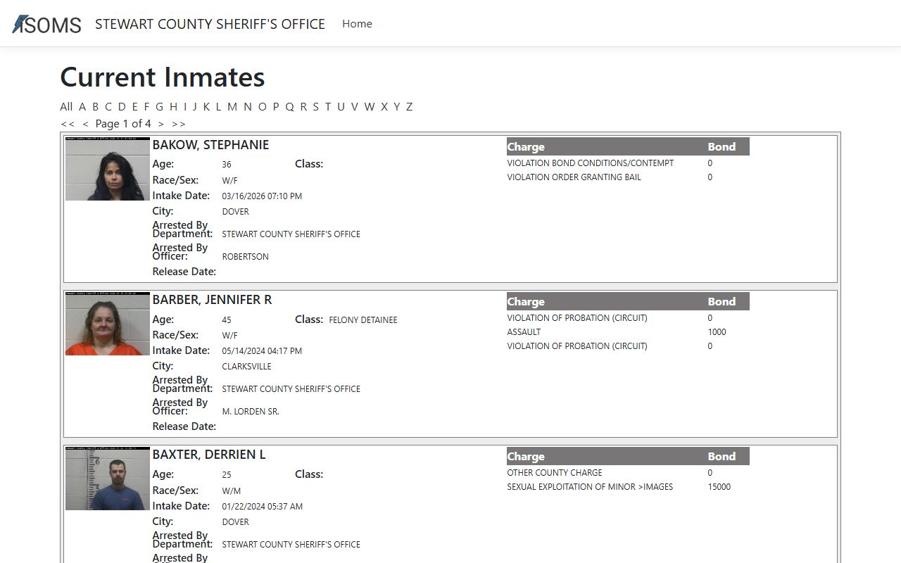 Stewart County sheriff office portal page